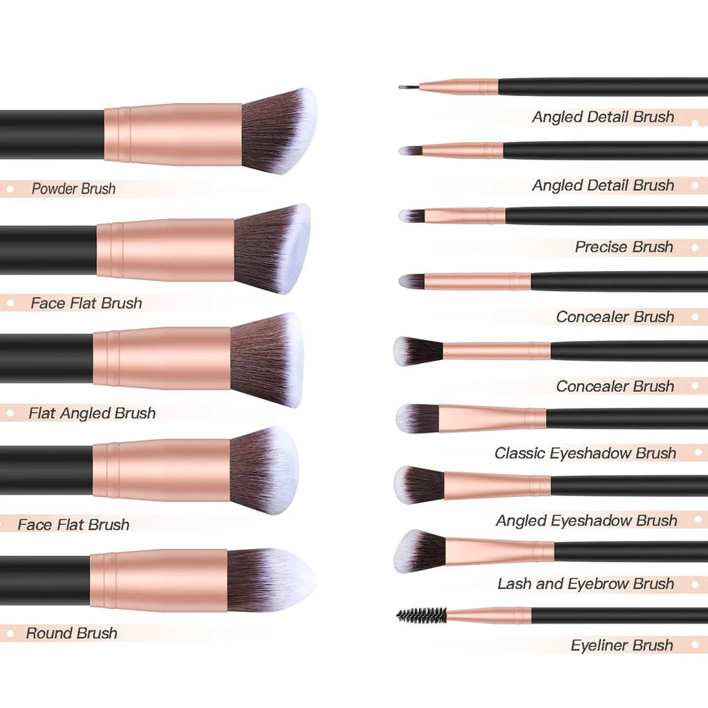 14Pcs Makeup Brush Set with Free Sponge-2