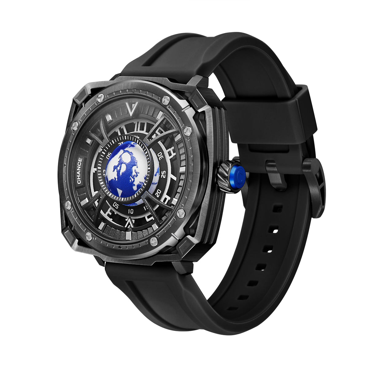 CHANCE Orologio da polso meccanico di lusso da uomo, automatico, cassa in acciaio inossidabile, cinturino sportivo in silicone, orologio luminoso, 9052