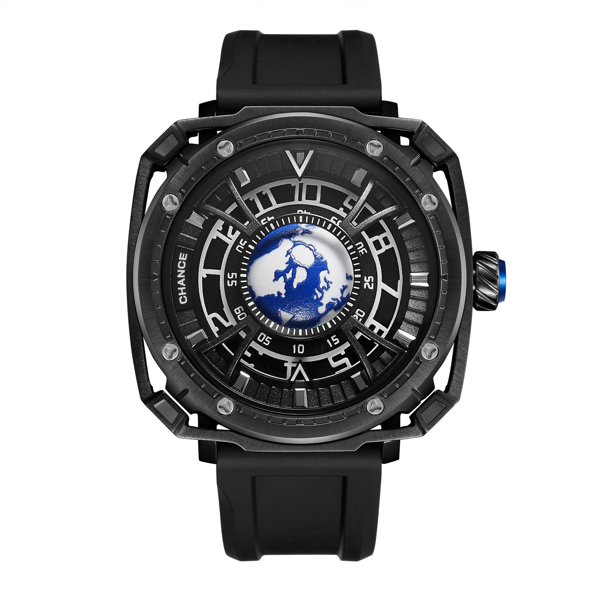 CHANCE Orologio da polso meccanico di lusso da uomo, automatico, cassa in acciaio inossidabile, cinturino sportivo in silicone, orologio luminoso, 9052